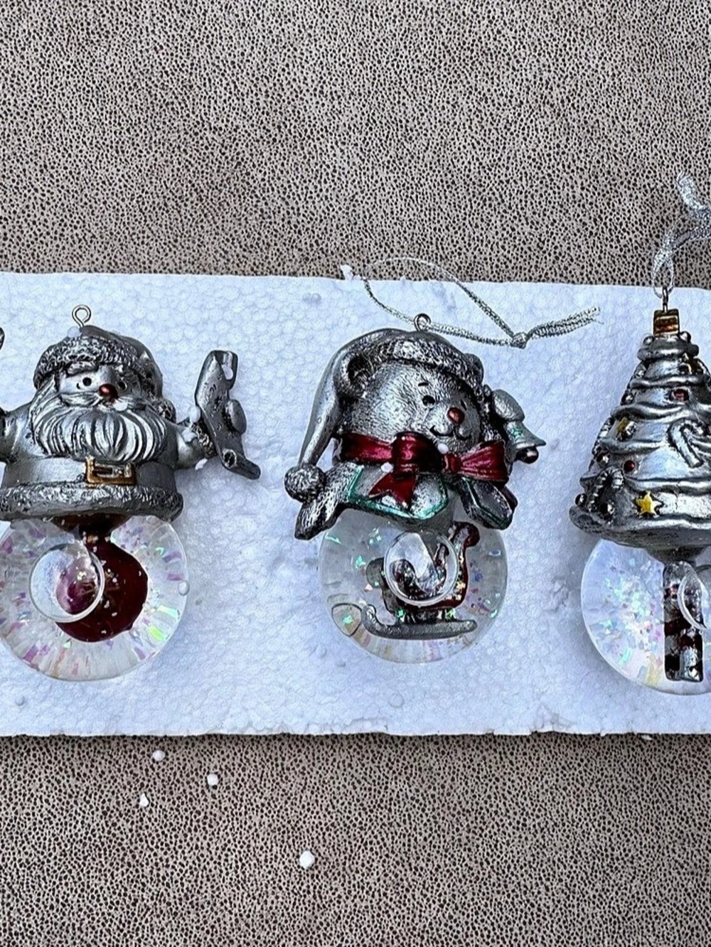 Mikasa Celebrations Snow Globe Christmas Ornaments Set of 3 Santa Bell Tree